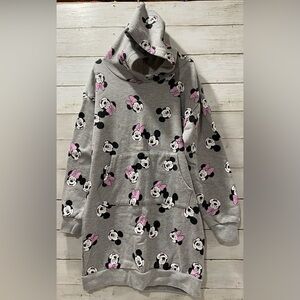 Minnie Mouse Mickey Mouse Disney Gray Long Hoodie YOUTH Size 10 Pocket